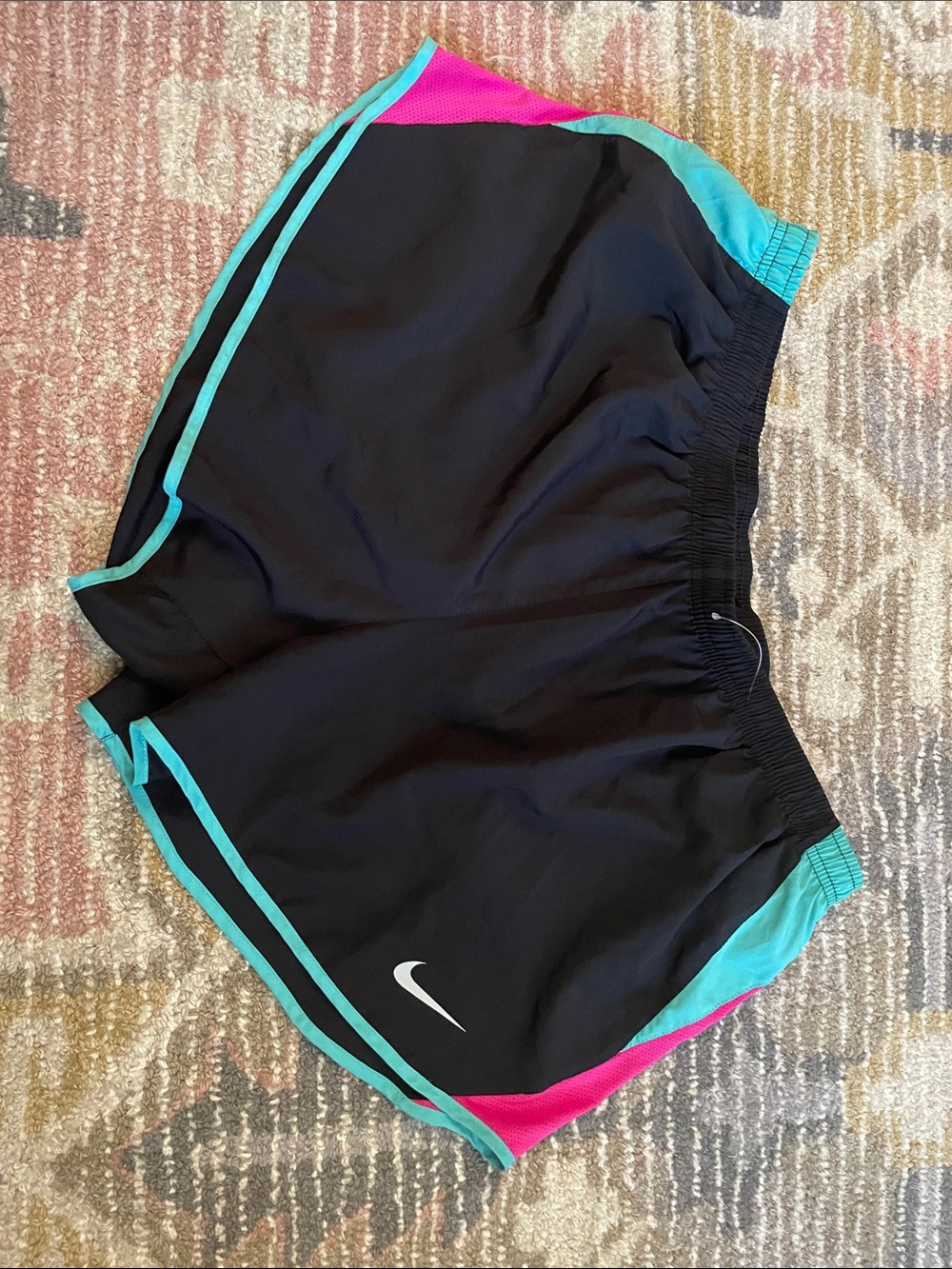 Nike Women's Black Athletic Shorts with Teal & Pink Accents